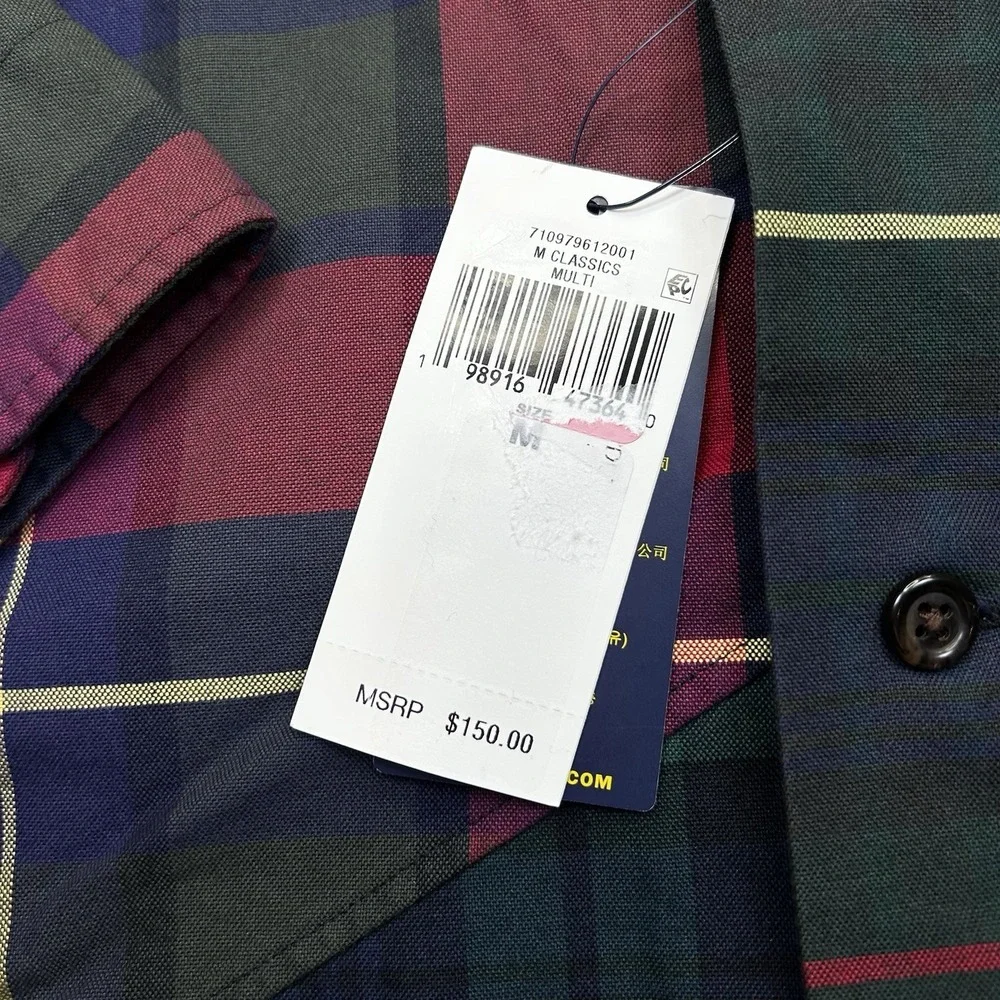 Polo Ralph Lauren Button Up Shirt Mens M Oxford Plaid Loop Collar Patchwork Camp